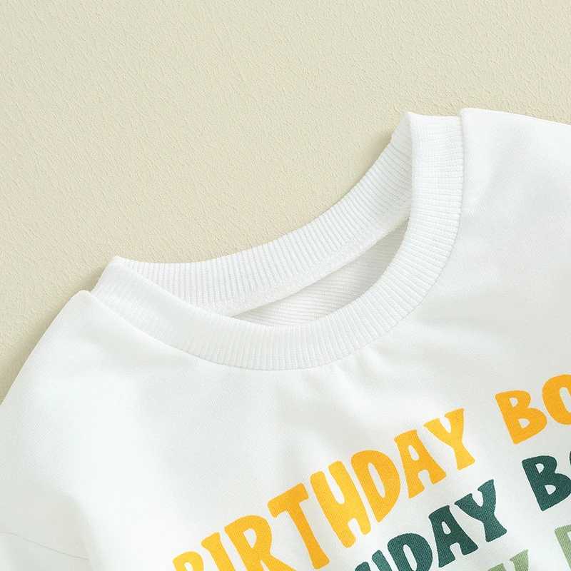Clothing Sets 2023-09-07 Lioraitiin 0-3Y Toddler Boys Birthday Outfits Letter Print Long Sleeve Sweatshirts Solid Color Long Pants Clothes Set