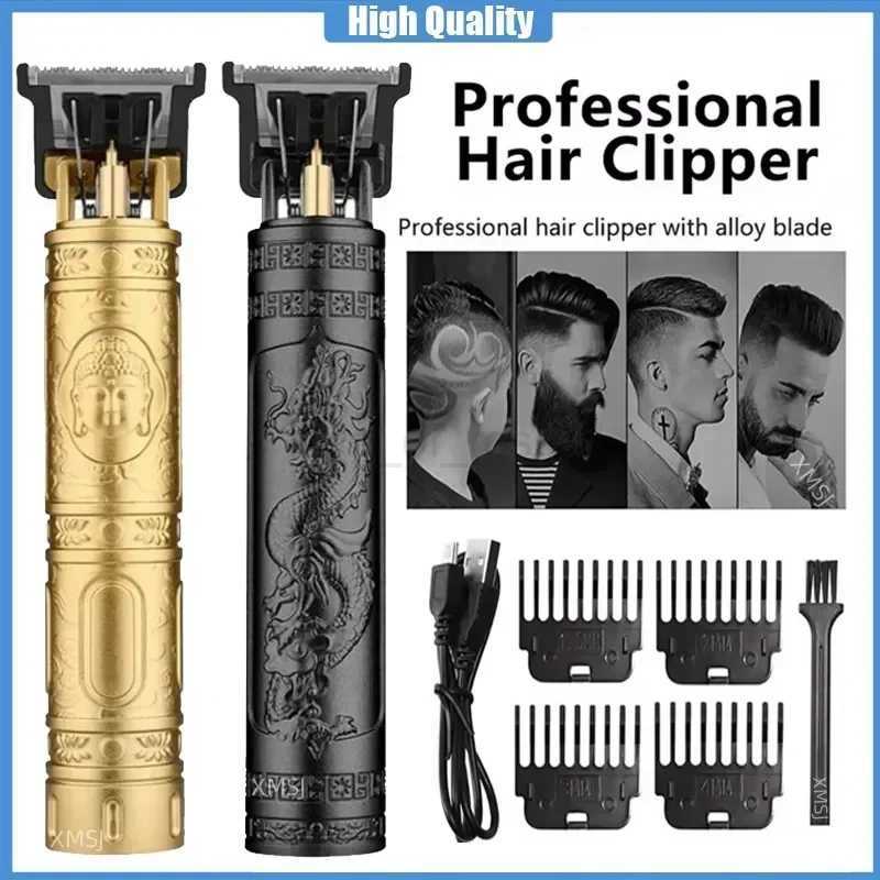 Vintage T9 Electric Hair Cutting Machine Hair Clipper Professional Men Shaver Rechargeable Barber Trimmer for Men Dragon BuddhaM240715