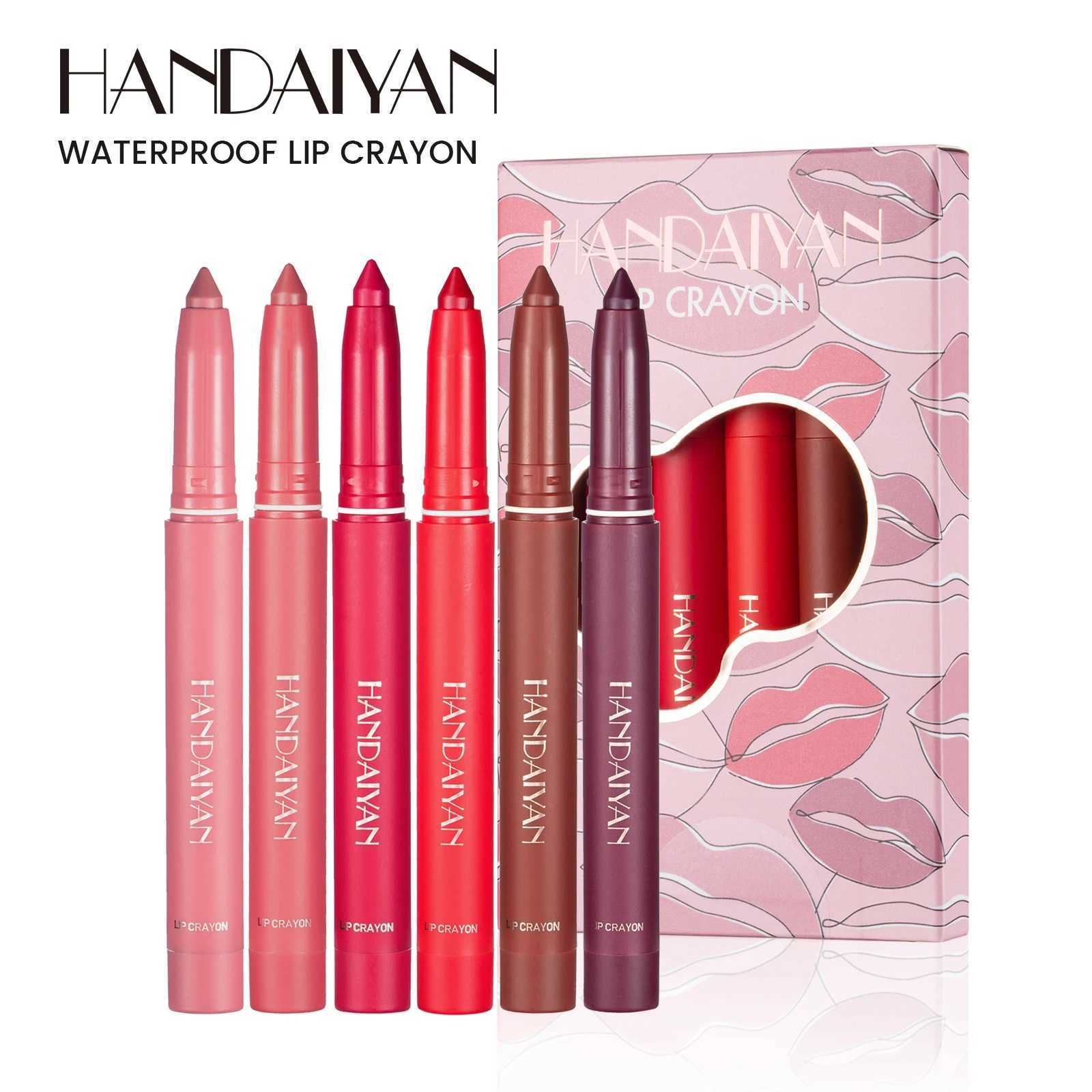 HANDAIYAN 6-color lipliner set rotatable peelable dual-use color resistant lipstick pen zxx240715