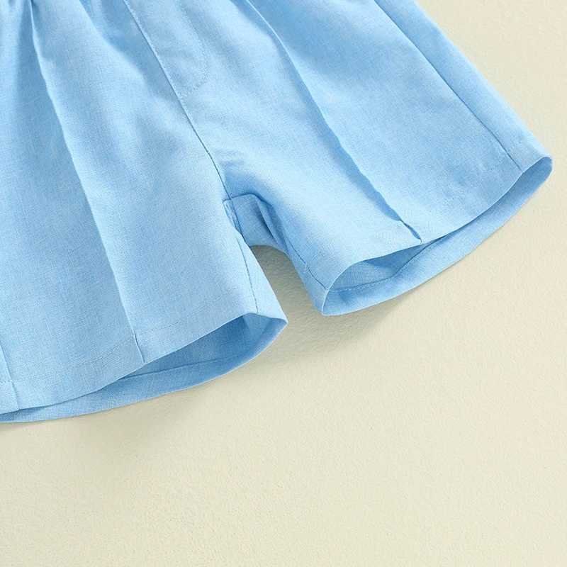 Clothing Sets Baby Boy Gentleman Outfits Lapel Neck Short Sleeve Button Down Romper + Adjustable Suspender Shorts Infant Toddler Clothes Set