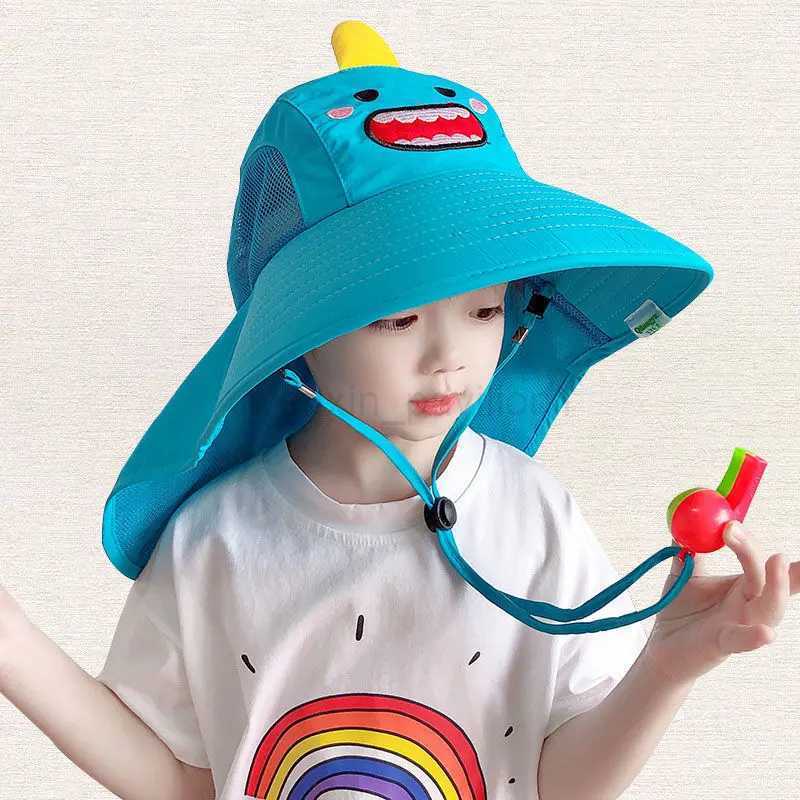 Breathable Cartoon Dinosaur Children Fisherman Cap Boy Girls UV Protection Summer Outdoor Sunshade Sunscreen Bucket Hat For BabyXJ240715