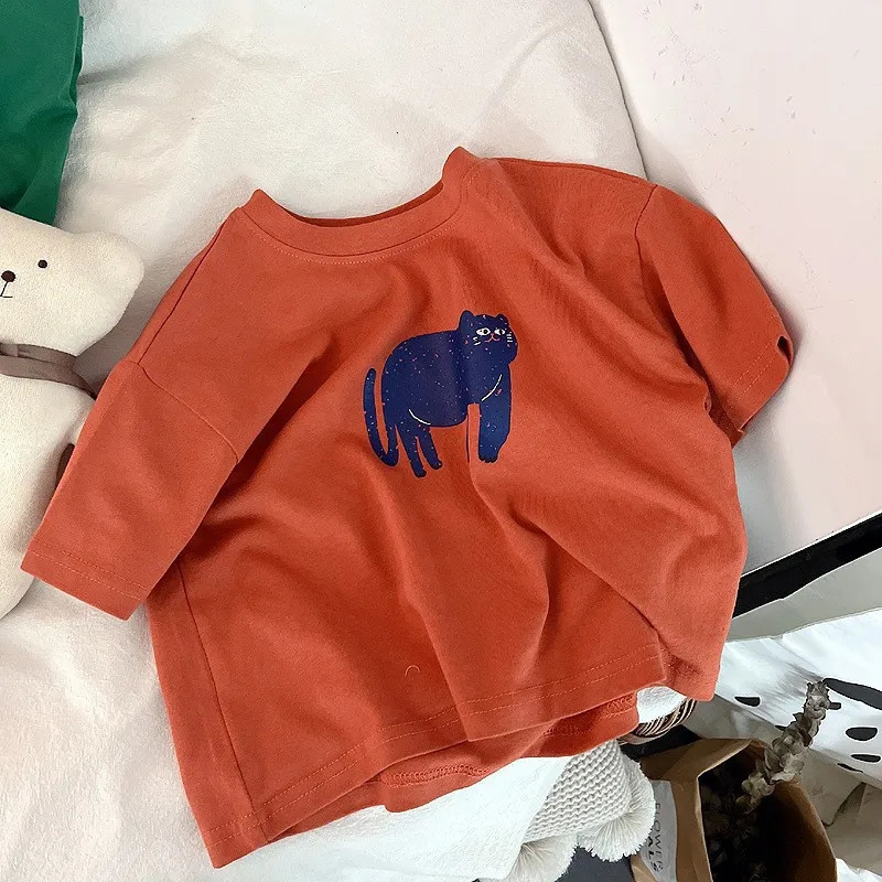 Boutique Childrens Wear Cartoon Tees Kids Clothing Summer T-shirt Korean Style Loose Tops T Shirts Crew-neck Girls Short Sleeve 240704