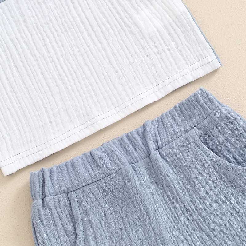 Clothing Sets 2024 Summer Baby Clothing Set Toddler Boys Clothes Suit Infant Patchwork Short Sleeve T-Shirts Elastic Waist Shorts Boys Outfits LGVC