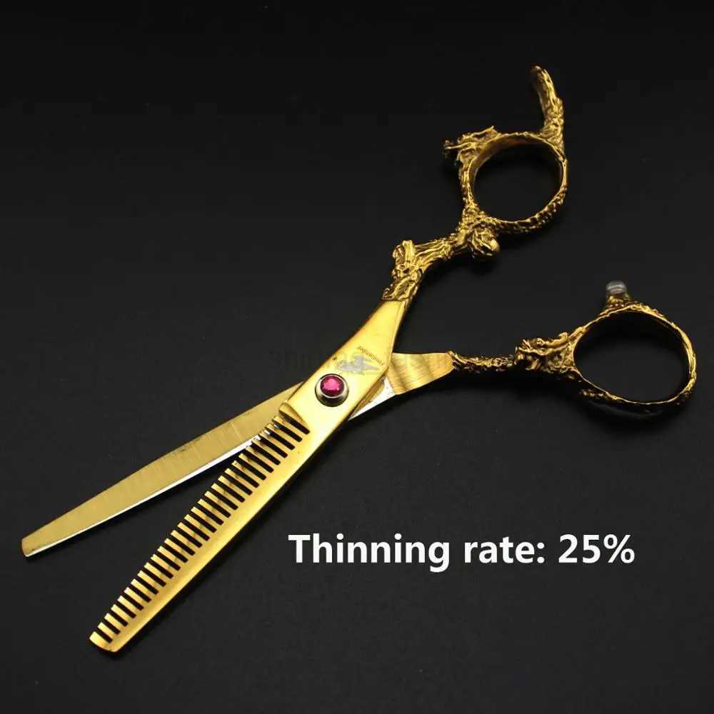6 hair scissors professional salon hairdressing scissors japanese barber scissors Colorful dragon handle styling scissorsCL240715