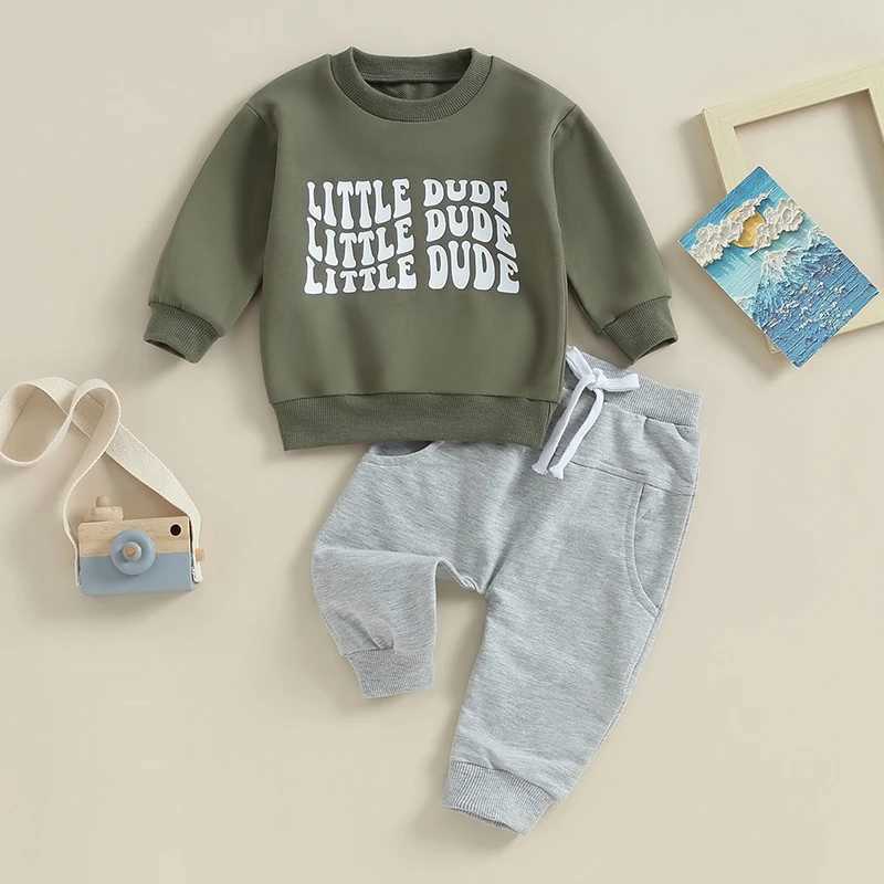 Clothing Sets 2023-09-09 Lioraitiin 0-3Y Baby Boy 2Pcs Fall Outfits Long Sleeve Letter Print Pullover + Pocket Pants Set Toddler Clothes