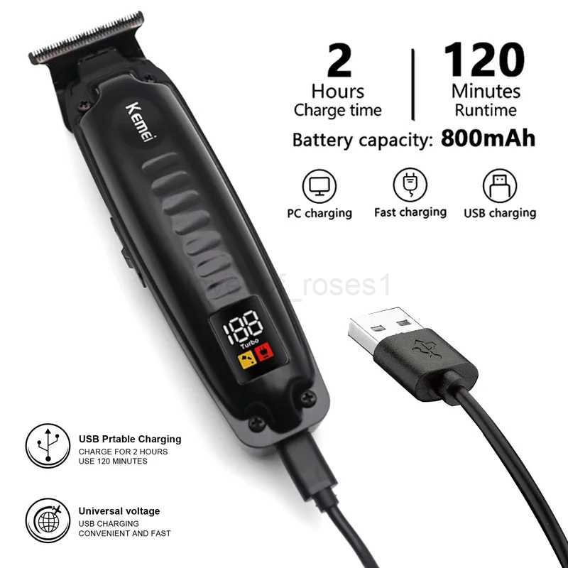 Kemei KM-1578 Mens Haircut Machine USB Charging Hair Cutting Machine Professional Hair Clipper LCD Display Hair Trimmer MachineM240715