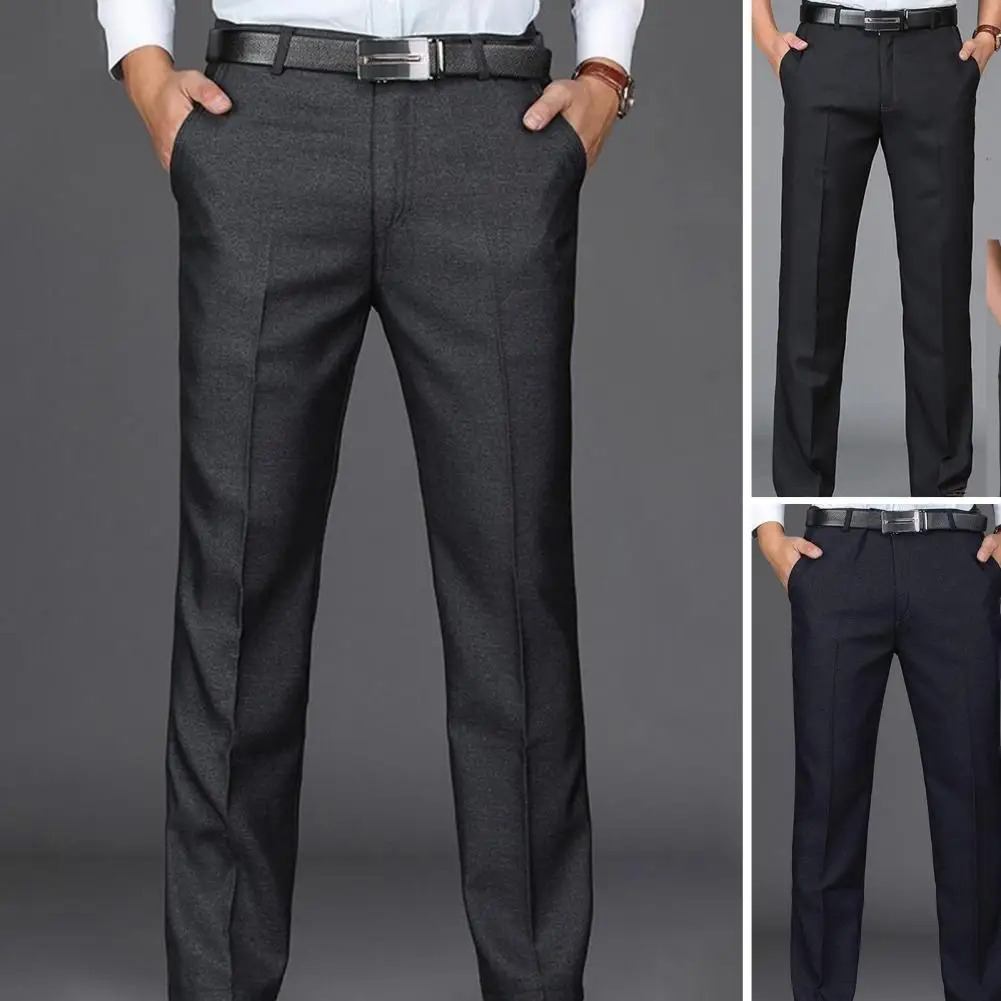 Stylish Men Pants Formal Groom Suit Pants Straight Zipper Male Suit Pants Match Shirt 240708
