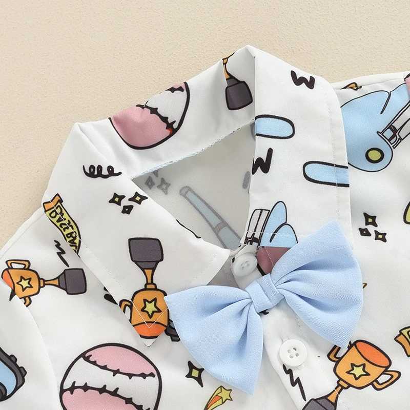 Clothing Sets 2024-04-10 Lioraitiin Baby Kids Boys Shorts Set Short Sleeve Baseball Print Bow Tie Shirt with Elastic Waist Shorts Outfit
