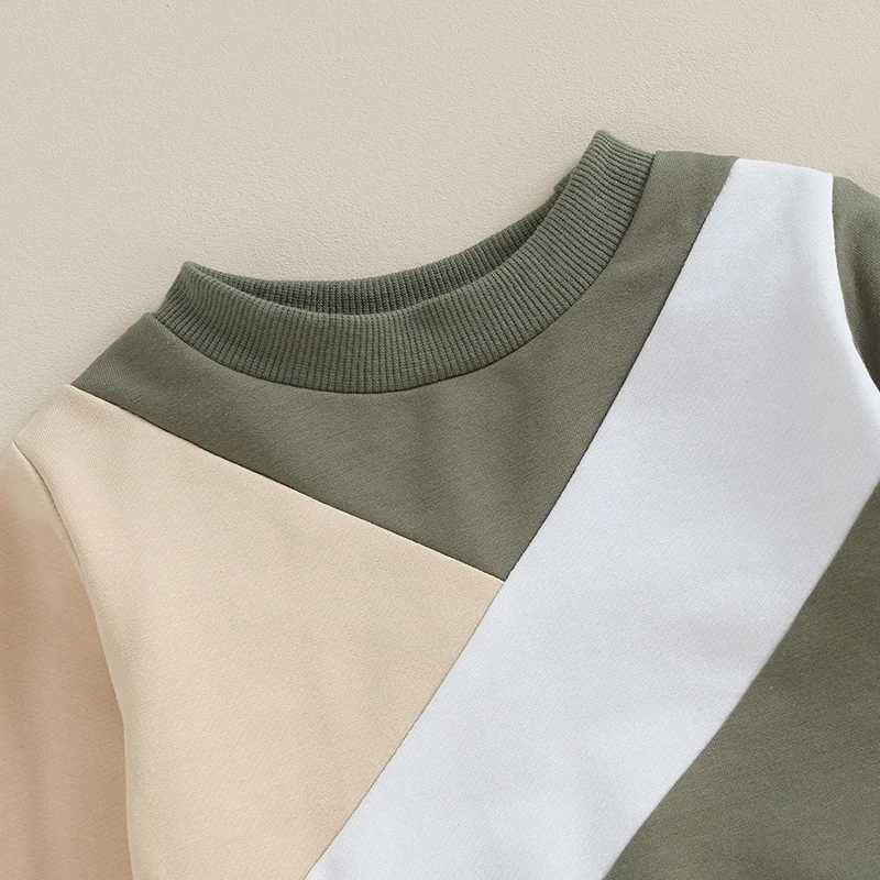 Clothing Sets 2023-08-16 Lioraitiin 3M-3Y Toddler Boys Clothes Sets Long Sleeve Contrast Color Sweatshirt and Drstring Pants Sets