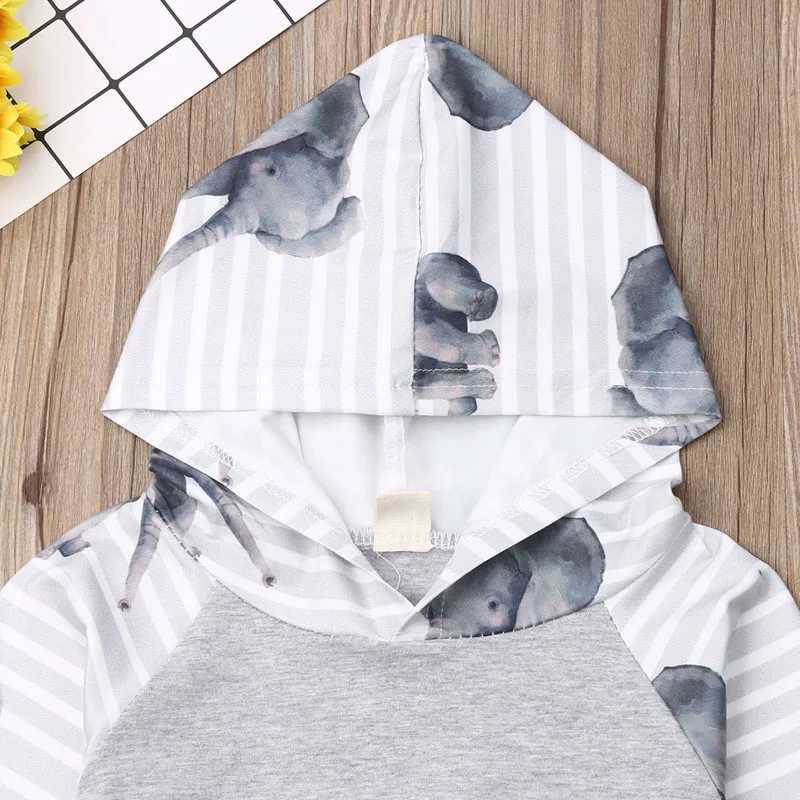 Clothing Sets 2019-07-10 Lioraitiin 0-18m Newborn Baby Boy Clothes Print Elephant Hoodies Tops Striped Long Pants Outfits Set Fall Clothes