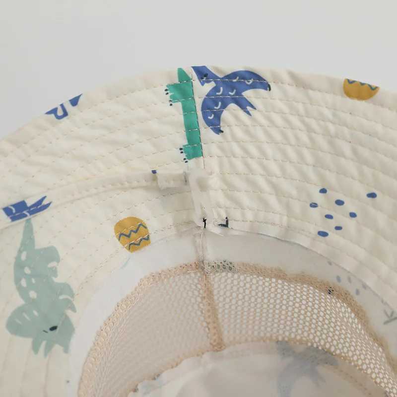 Childrens Summer Hat Cartoon Printing Mesh Bucket Hat Girls Beach Boys UV Protection Accessories Childrens Project 3-8 YearsW240715