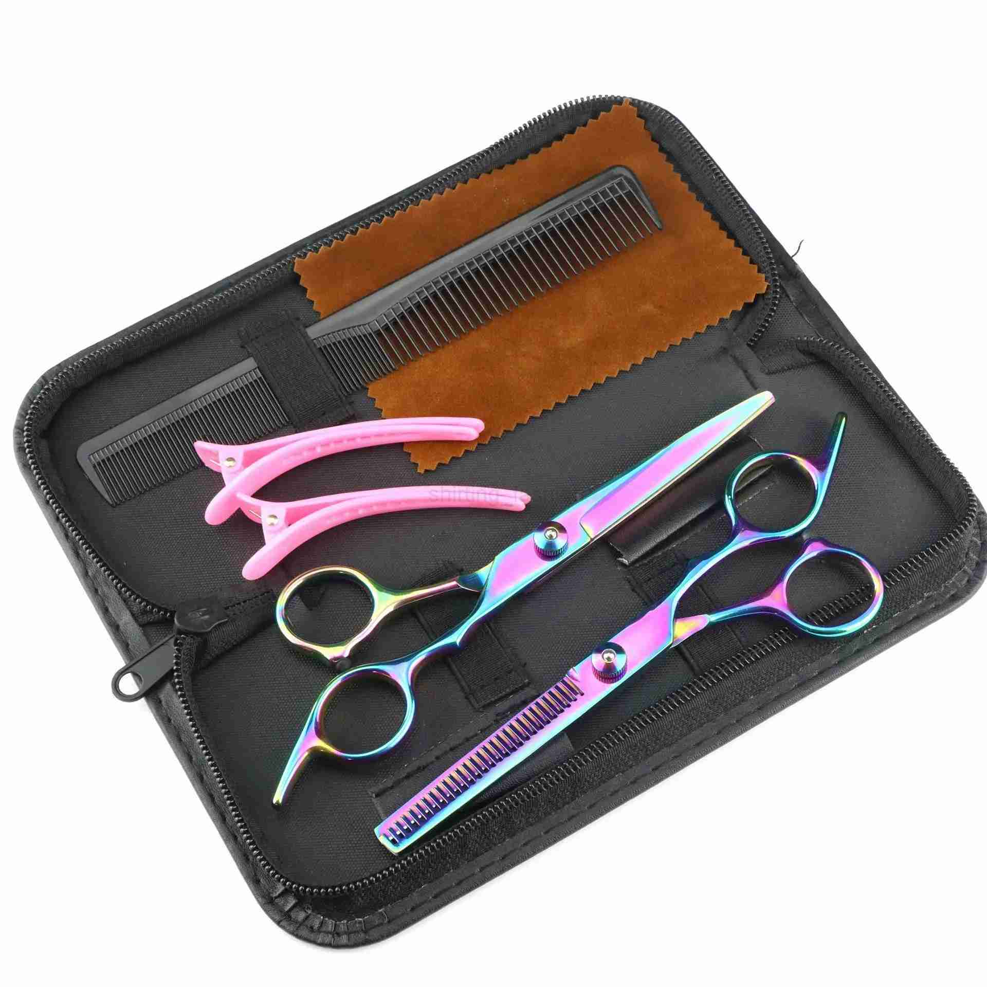 Hairdressing Scissors 6 Stainless Hair Cutting Scissors Thinning Shears Barber Shop Haircut Set Styling Tool DropshippingCL240715