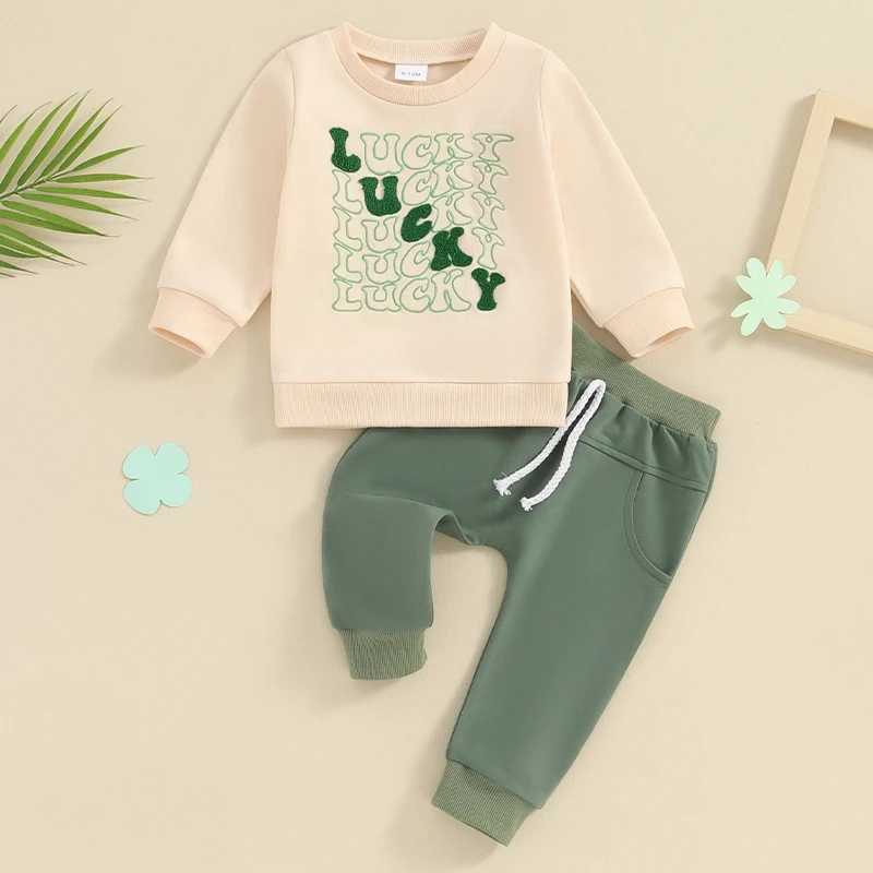 Clothing Sets Toddler Infant Boys Ireland Festival Outfits Letter Embroidery Long Sleeve Sweatshirts and Long Pants 2Pcs Clothes Set