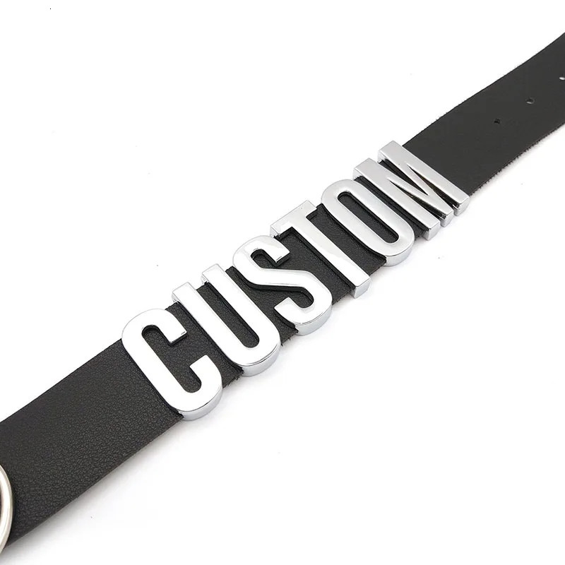 Black Goth Belt PU Customized Letters Choker Necklace Punk Sexy Men Women Personalized Collars Buckle Chocker Cosplay Jewelry 240713
