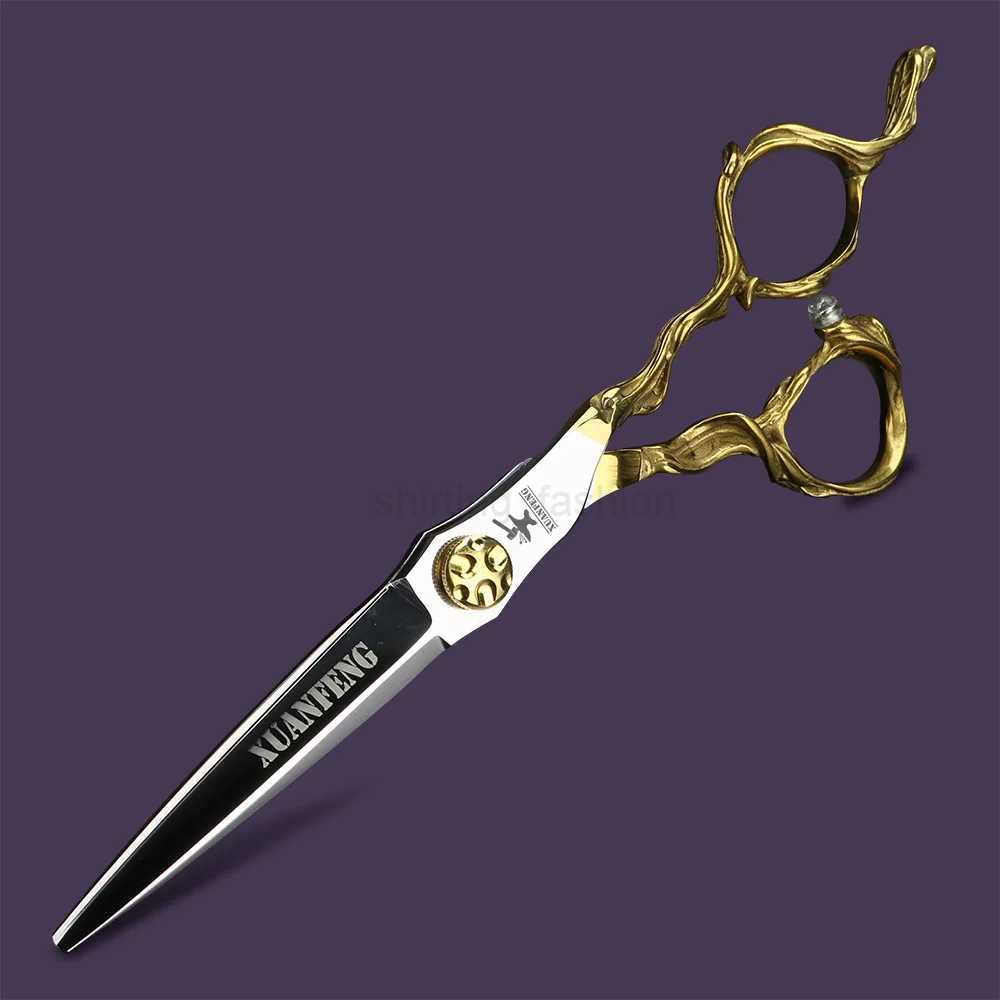 XUANFENG 6 inch imitation branch silver hair scissors 440C steel barber cutting scissors and Thinning ScissorsCL240715