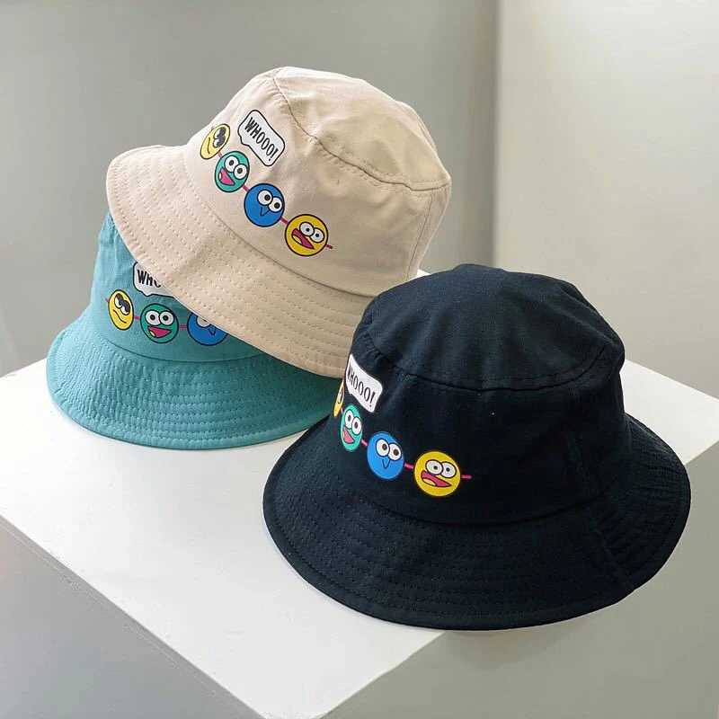 Children Bucket Hat New Spring Boys Girls Sun Hat Cute Funny Expression Outdoor Summer Kids Hat Fishing Cap Korean Style 2-6YXJ240715
