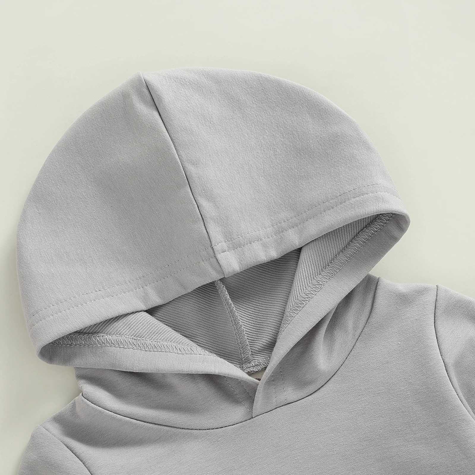 Clothing Sets 2022-06-17 Lioraitiin 0-4Years Childrens Pants Suit Patchwork Hooded Long Sleeve Sweatshirt Solid Color Trousers with Pockets