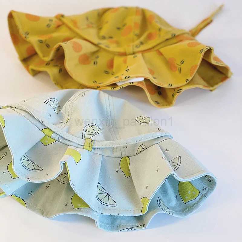 Summer Baby Bucket Hat Flower Fruit Print Bowknot Kids Girls Sun Hats Outdoor Infant Toddler Panama Beach CapXJ240715