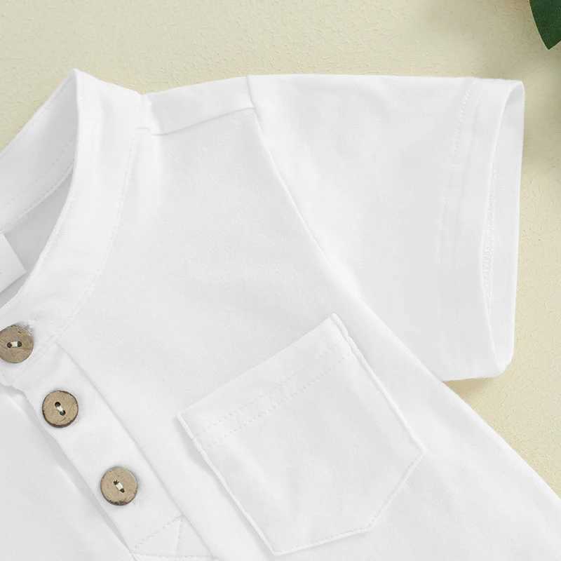 Clothing Sets Toddler Infant Baby Boy Summer Clothes Solid Color Short Sleeve Button T-Shirt with Elastic Waist Shorts 2Pcs Outfit