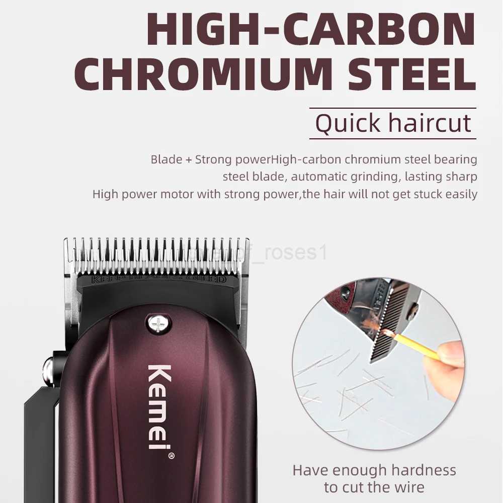 Kemei Professional Electric Hair Trimmer for Men Adjustable Hair Clipper Razor Cordless Rechargeable Hair Cutting Machine KM2600M240715