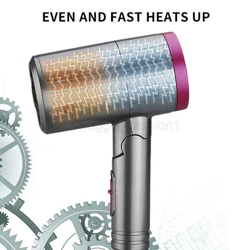 Portable Mini Hair Dryer Foldable Anion Blow Dryer Metal Spray Paint 1200W Multi-Functional Lightweight Hair Tools for TravelB240715