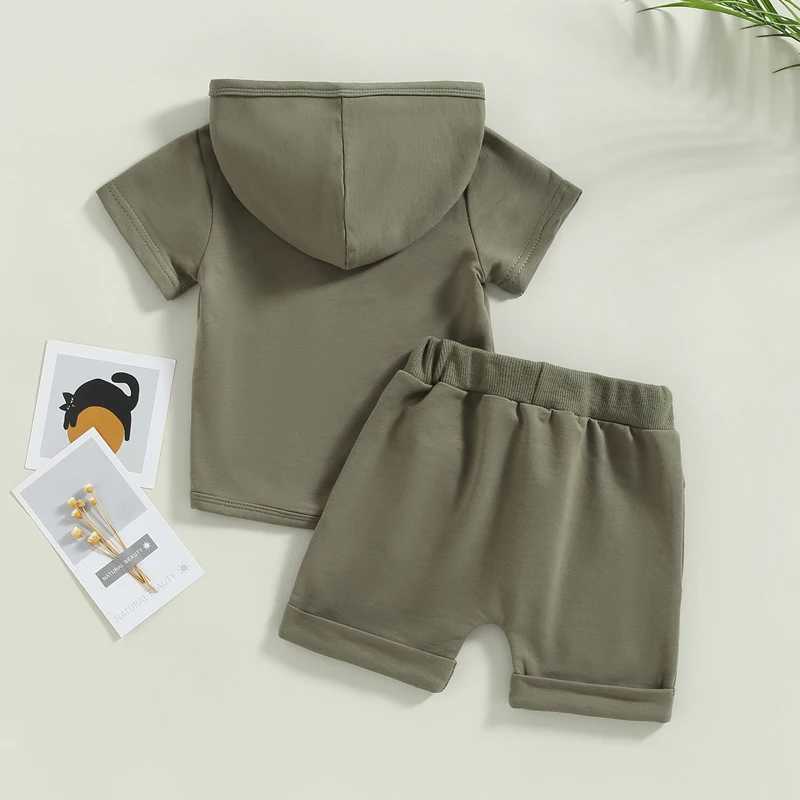Clothing Sets 2023-01-31 Lioraitiin 0-3Years Baby Boys 2Pcs Summer Shorts Set Short Sleeve Hooded T-shirt with Elastic Waist Shorts Outfit