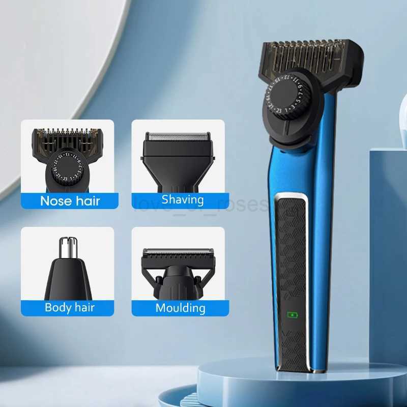 RESUXI 4 in 1 Multi-functional Mens Electric Shaver Nose Hair Trimmer Shaver Oil Head Carving Hair Clipper Hair Cutting MachineM240715