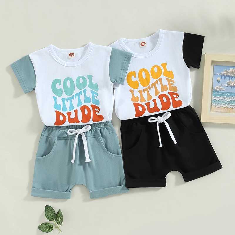 Clothing Sets 2023-02-17 Lioraitiin 0-3Years Baby Boys 2Pcs Summer Shorts Set Short Sleeve Letters Print T-shirt with Elastic Waist Shorts