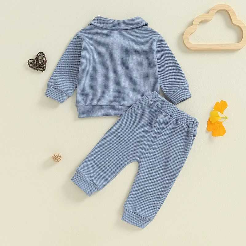 Clothing Sets Casual Toddler Boys Fall Outfits Solid Color Turn-Down Collar Buttons Long Sleeve Tops and Long Pants 2Pcs Clothes Set A2AP