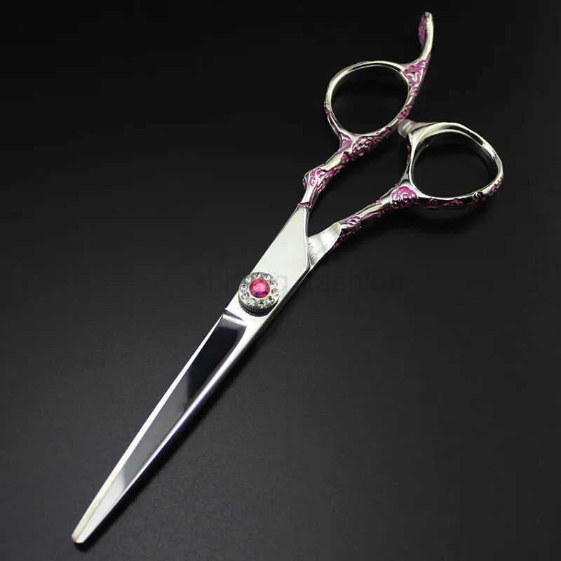 Professional japan 440c Pink Plum 6 hair scissors cutting barber makas cut hair salon thinning shears hairdressing scissorsCL240715