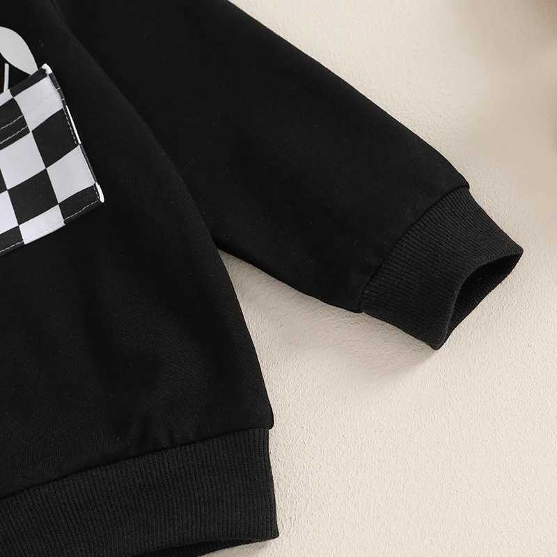 Clothing Sets 2024-05-27 Lioraitiin 0-3Y Kids Boys Autumn 2PCS Outfit Sets Long Sleeve O Neck Tops Checkerboard Print Pants Sets