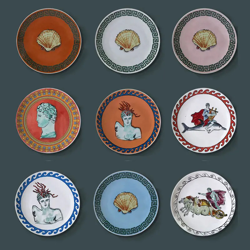 Italian Ginori 1735 Poseidon Tour Plate Ceramic Decorative Ornaments Dish Living Room Bedroom Background Wall Hanging Plate 240709