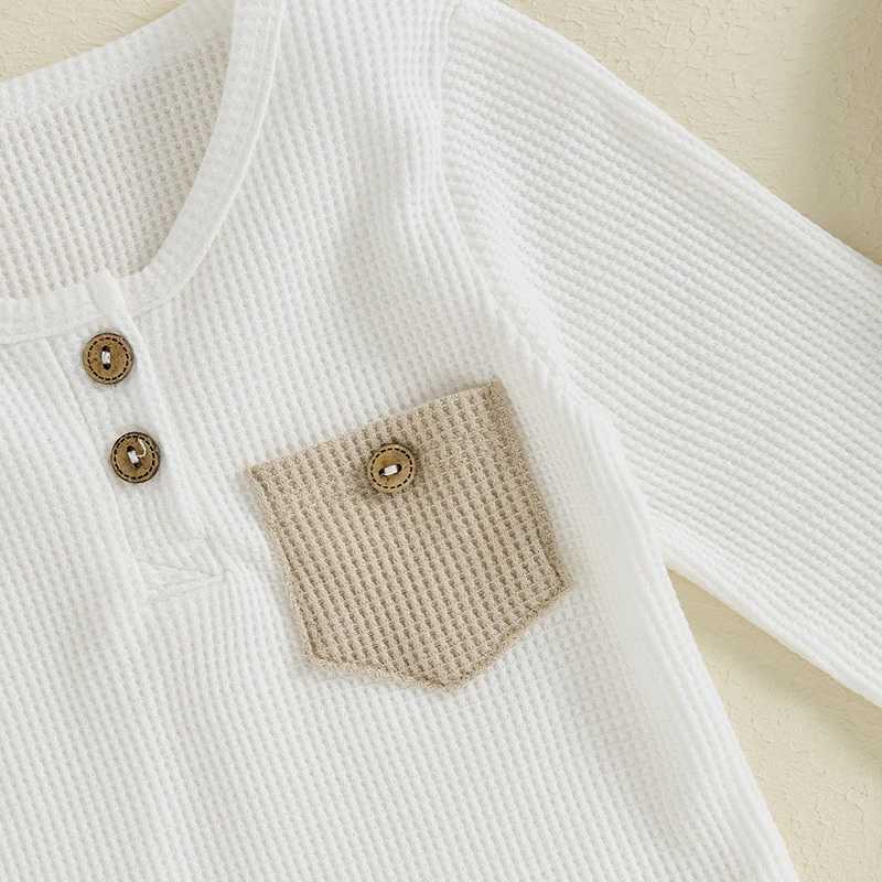 Clothing Sets Casual New Baby Boys Long Sleeve Waffle Outfits Clothes Fashion Pocket Tops Elastic Pants Suit for Baby Fall Clothing YALA
