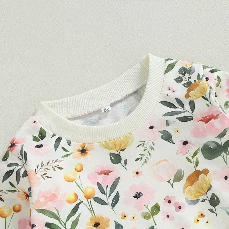 Clothing Sets 2023-07-06 Lioraitiin 0-3Years Baby Girl Fall Outfit Flower Print Crew Neck Long Sleeve Sweatshirts Elastic Waist Long Pants