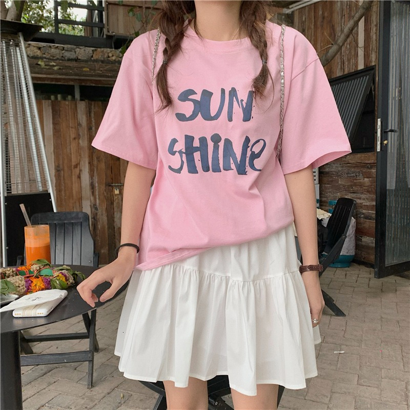 Free Shipping Designer Summer Letter Printed T-shirt Fashion Brand Womens Casual Short Sleeved Round Neck Top S-3XL