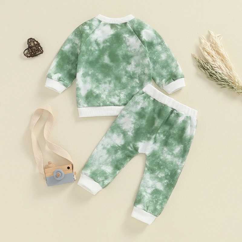 Clothing Sets 2024-05-16 Lioraitiin Toddler Boys Fall Outfits Tie-Dye Print Long Sleeve Sweatshirts and Long Pants 2Pcs Clothes Set
