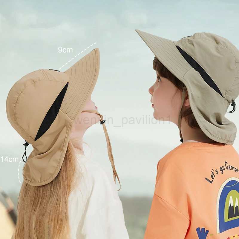 3-8 Yeas Kids UPF 50+ Sun Protection Hats Sun Hat for Baby Boy Girl Child Breathable Wide Brim UV Protection Cap Sunscreen hatXJ240715