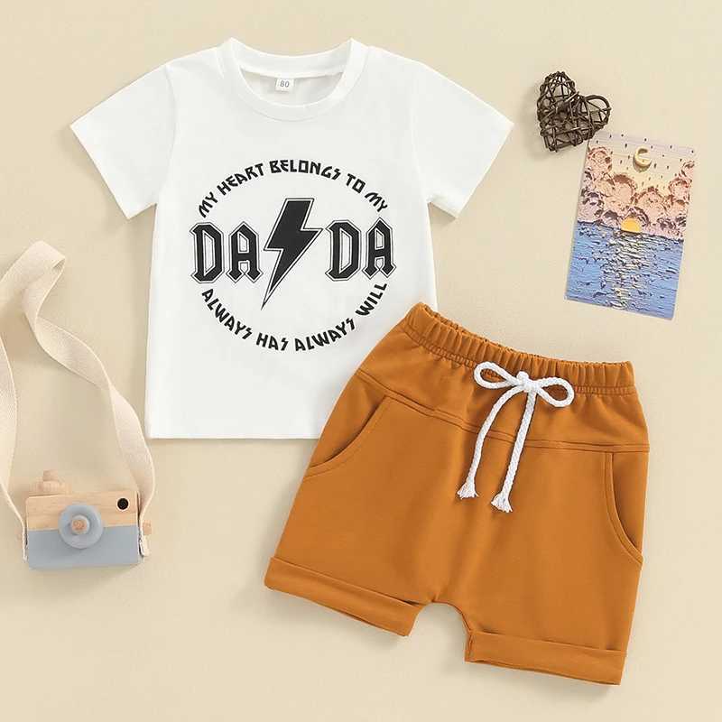Clothing Sets 2023-12-26 Lioraitiin 0-3Y Toddler Baby Boy Summer Outfits Letters Print Short Sleeve T-Shirt Shorts Infant Newborn Clothes