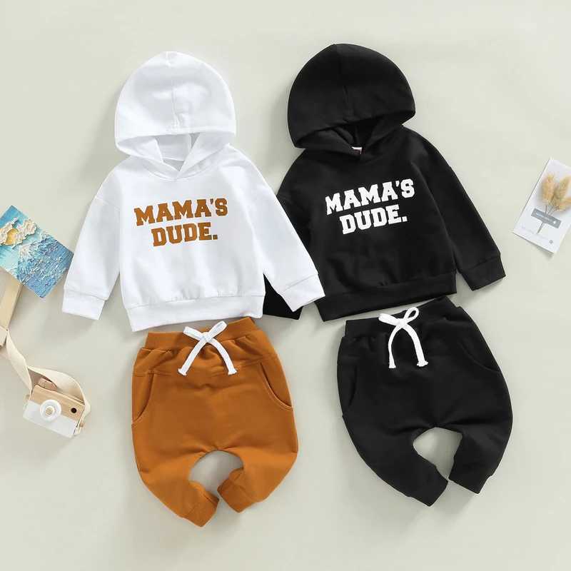 Clothing Sets 2022-10-05 Lioraitiin 0-3Years Baby Boys 2Pcs Fall Outfits Long Sleeve Letter Print Hoodie and Pocket Pants Set