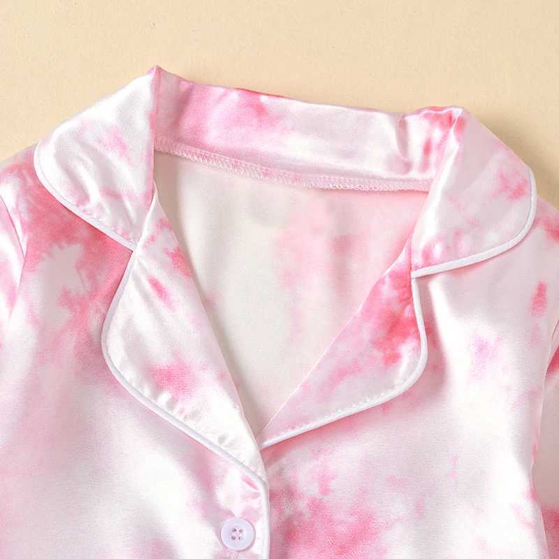 Clothing Sets 2020 New Fashion 1-7Years 2Pcs Kids Boy Girl Pajama Set Tie-Dyed Lapel Long-Sleeves Top with Button Open + Elastic Loose Pants