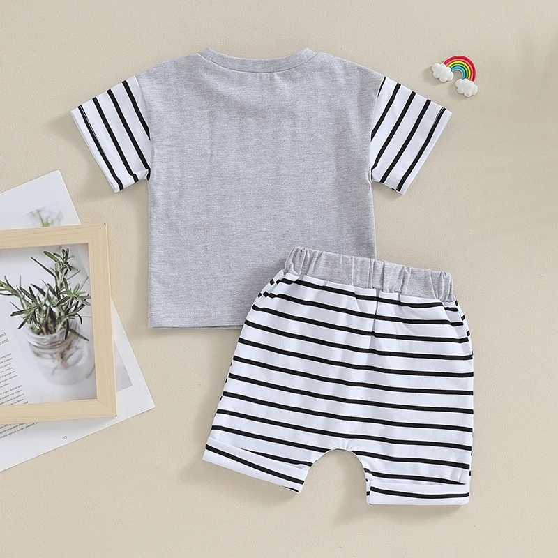 Clothing Sets 2023-11-04 Lioraitiin 0-3Y Newborn Baby Boy Shorts Set Summer Clothes Short Sleeve Crew Neck T-shirt with Striped Shorts Outfit