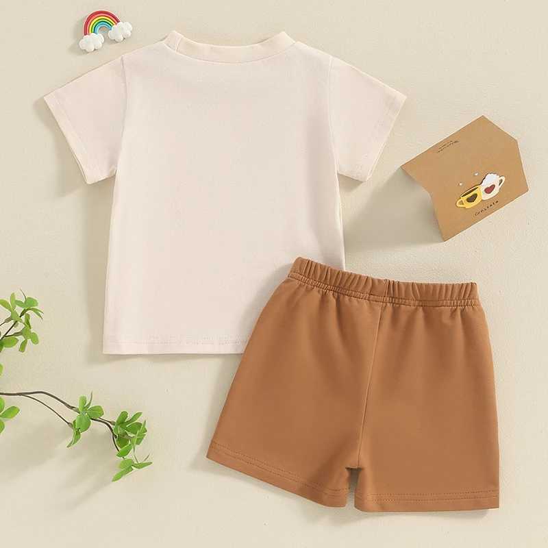 Clothing Sets Toddler Boys Summer Outfits Reverse Stitch V-Shape Pattern Short Sleeve T-Shirts Tops Elastic Waist Shorts 2Pcs Clothes Set KVB3