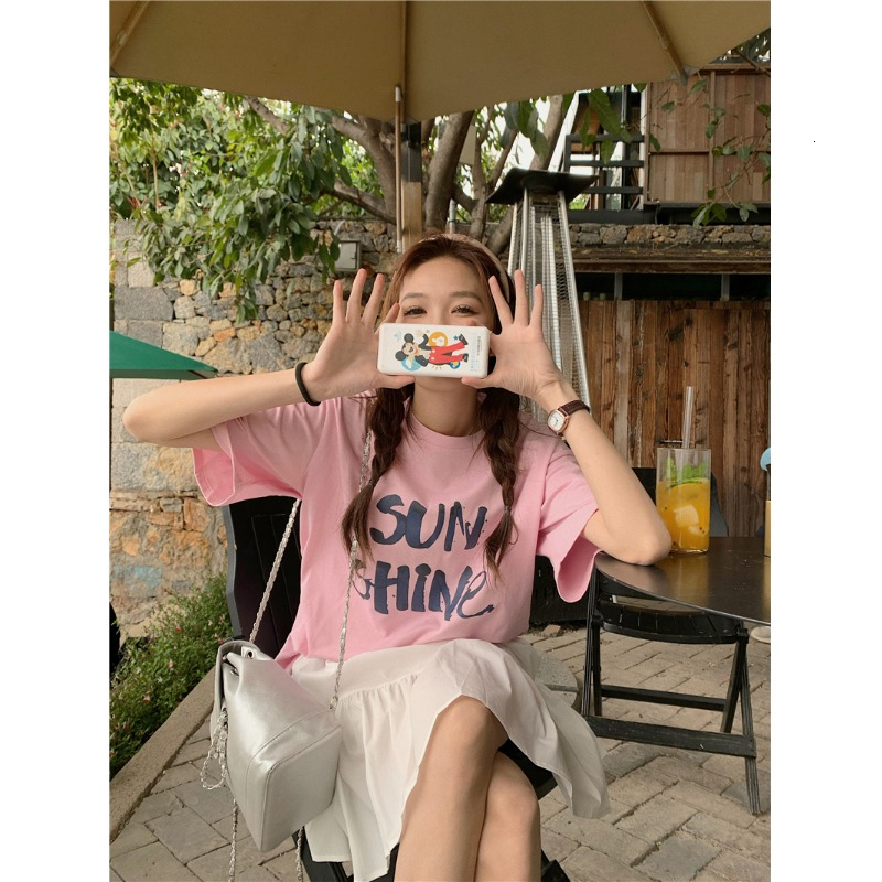 Free Shipping Designer Summer Letter Printed T-shirt Fashion Brand Womens Casual Short Sleeved Round Neck Top S-3XL