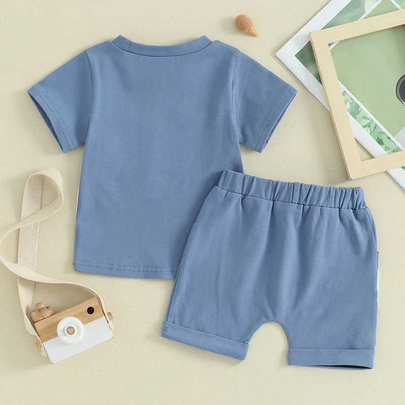 Clothing Sets 2024-01-30 Lioraitiin Toddler Boys Shorts Set Contrast Color Short Sleeve T-shirt with Elastic Waist Shorts Set Summer Outfit