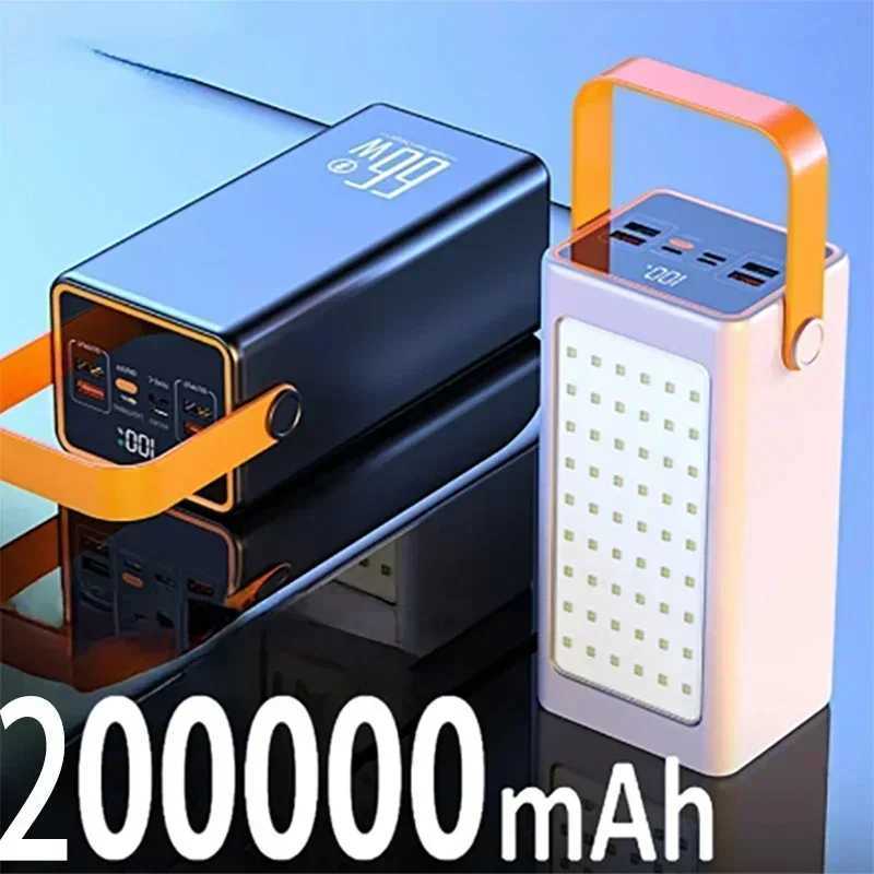Power Bank 200000mAh High Capacity 66W Fast Charger Powerbank for iPhone Laptop Batterie Externe LED Camping Light Flashlight M240715