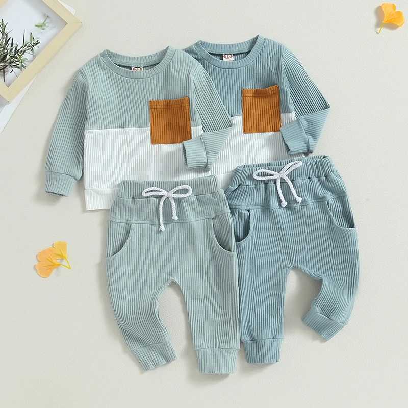 Clothing Sets 2023-06-29 Lioraitiin 0-3Years Baby Boys 2Pcs Fall Clothes Long Sleeve Crew Neck Sweatshirt with Elastic Waist Sweatpants
