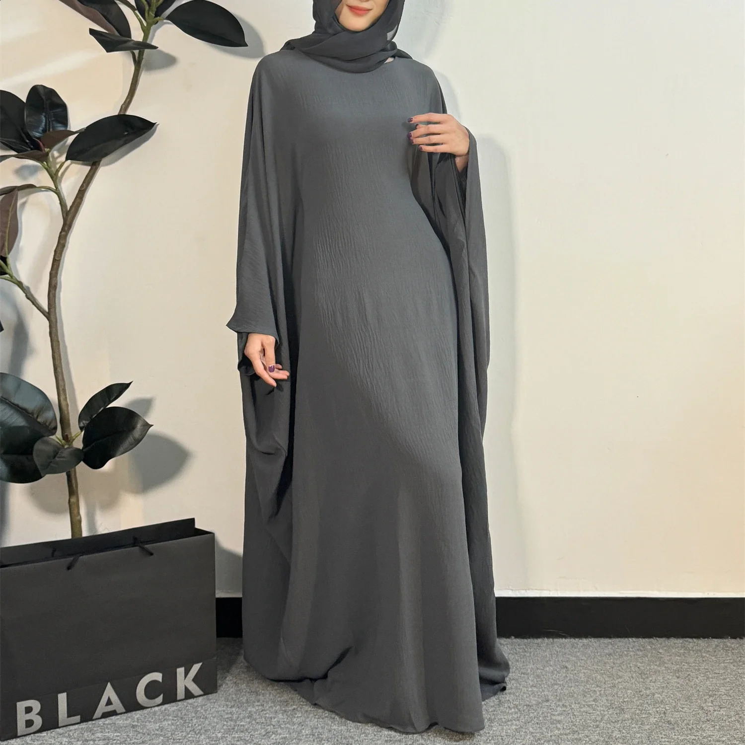 Muslim Abayas Loose Ramadan Maxi Dresses Women Jilbabs Full Sleeve Oneck Casual Solid Robe Islamic Dress 240715