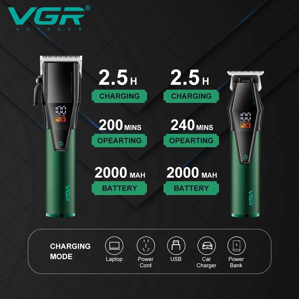 VGR Hair Trimmer Cordless Haircut Machine Professional Hair Clipper Electric Hair Cutting Machine Barber Trimmer for Men V-677M240715