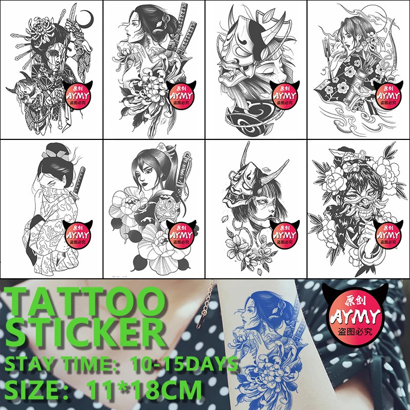 tattoo stickers Temporary tattoos man long-lasting sex geisha wife woman waterproof on neck feet adult semi-permanent 240712