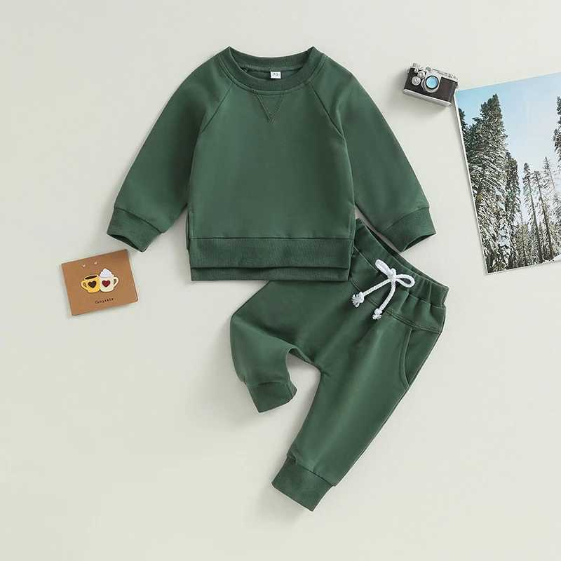 Clothing Sets Autumn Baby Girl Boy Clothes Set Children Sports Solid Color Sweatshirt Tops + Pants Casual Two Piece Suit Cotton Tracksuit